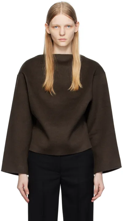 Totême Brown Straight Sweater In 021 Chocolate Melang