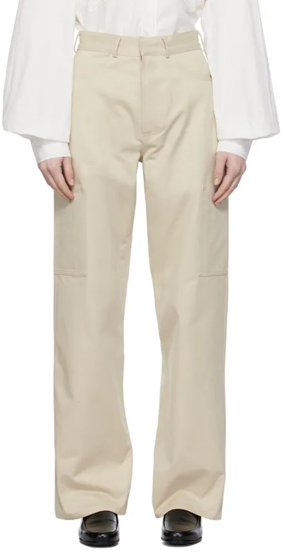 Elleme Beige Patch Pocket Trousers In Cream