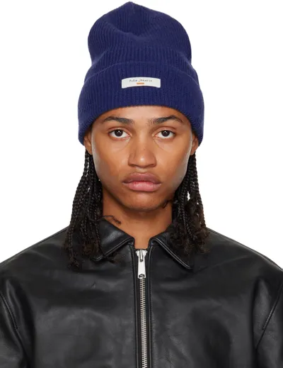 Nudie Jeans Blue Rib Beanie In Royal Blue