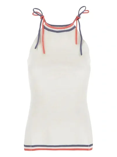 Fendi Contrast Trim Strapped Top In White