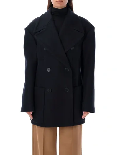 Stella Mccartney Double-breasted Wool Coat In Ink