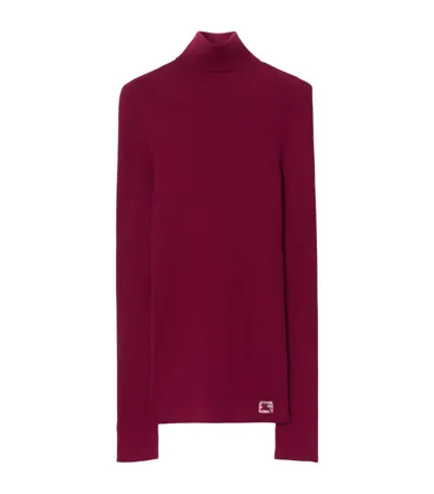 Burberry Ekd Cashmere-blend Mock-neck Jumper In Red