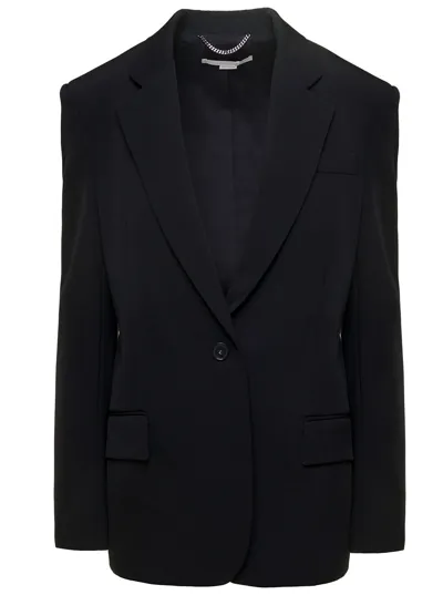 Stella Mccartney Black Single-breasted Slim Jacket With Notched Revers In Stretch Wool Woman