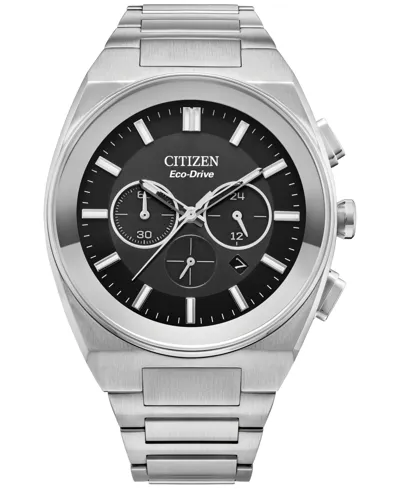 Citizen Eco-drive Men's Chronograph Modern Axiom Stainless Steel Bracelet Watch 43mm In Silver-tone