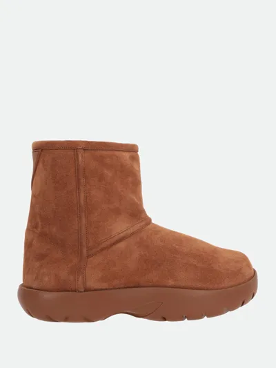 Bottega Veneta Snap Suede Chunky Ankle Boots In Brown