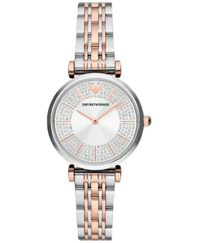 Emporio Armani Two-hand Two-tone Stainless Steel Watch In Silver