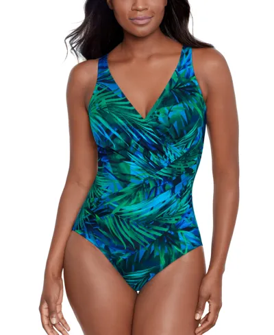 Miraclesuit Women's Palm Reeder Oceanus Tummy-control One-piece Swimsuit In Blue