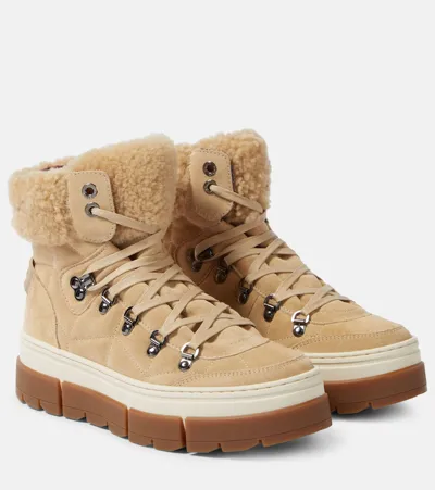 Bogner Vaduz Shearling-lined Suede Boots In Beige