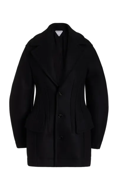 Bottega Veneta Women's Sculpt Felted Wool-blend Coat In Black