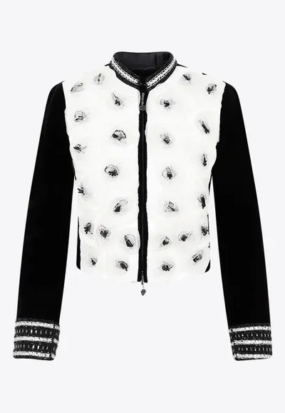 Giorgio Armani Silk Rose-embroidered Velvet Jacket In Printed