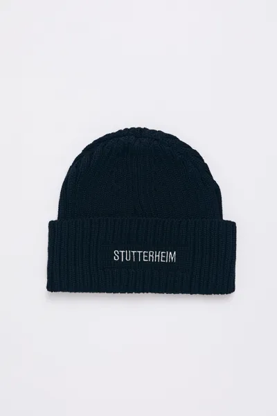 Stutterheim Logo Beanie In Navy