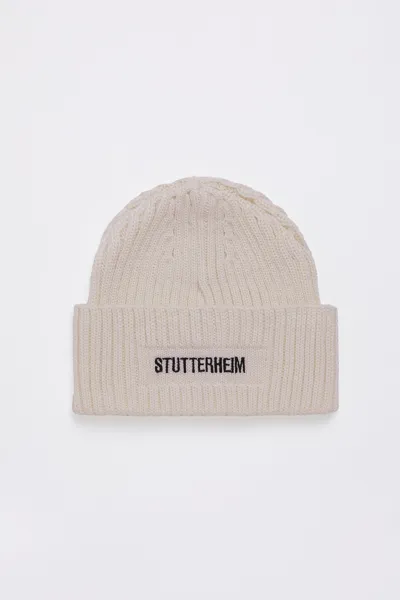 Stutterheim Logo Beanie In Light Sand