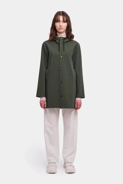 Stutterheim Stockholm Matte Raincoat In Dark Green