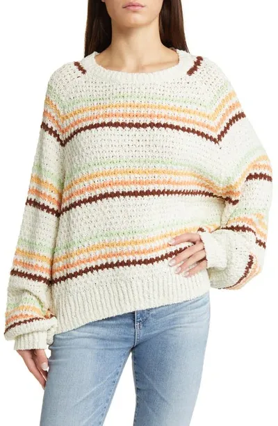 Rip Curl Holiday Tropics Stripe Sweater In Cream