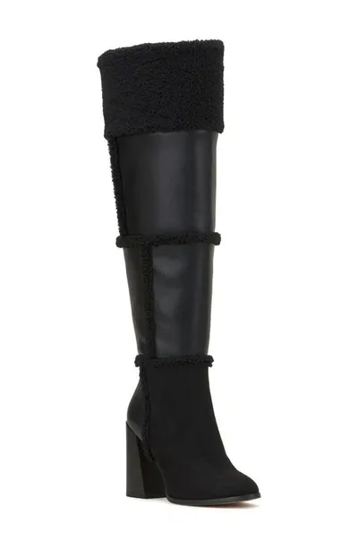 Jessica Simpson Rustina Over The Knee Boot In Black Faux Leather