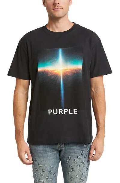 Purple Brand Graphic-print Cotton T-shirt In Black Fabric