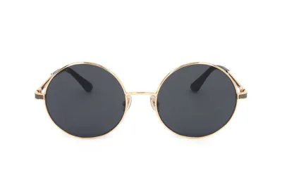 Jimmy Choo Eyewear Round Frame Sunglasses In Gold