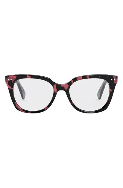 Celine Thin 2 Dots 52mm Cat Eye Optical Glasses In Havana