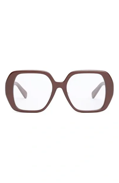 Celine Triomphe 55mm Square Reading Glasses In Shiny Bordeaux