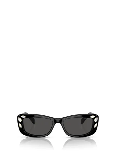 Swarovski Rectangle Frame Sunglasses In Dark Grey