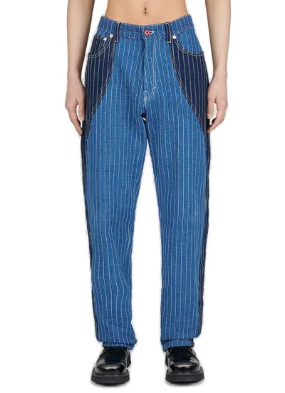 Kenzo Loose Patchwork Jeans In Blue