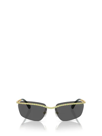 Swarovski Embellished Rectangle Frame Sunglasses In Gold