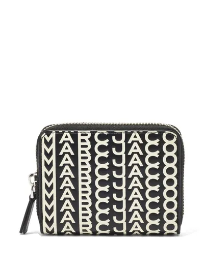 Marc Jacobs The Monogram Zip Around Wallet In 005 Black/white