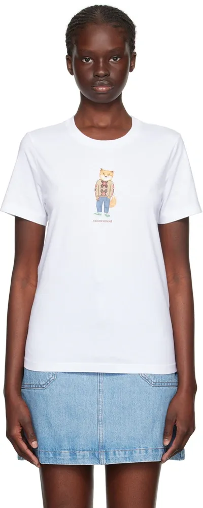 Maison Kitsuné Dressed Fox-print Cotton T-shirt In White