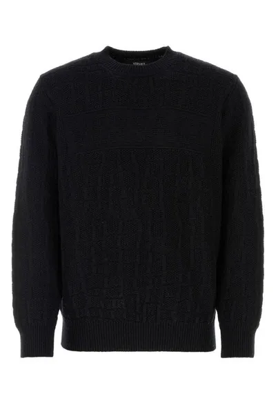 Versace Crocodile Sweater In Black