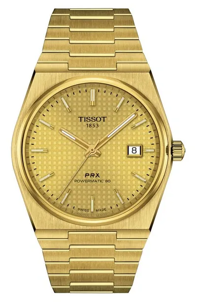 Tissot Men's Swiss Automatic Prx Powermatic 80 Gold Pvd Stainless Steel Bracelet Watch 40mm