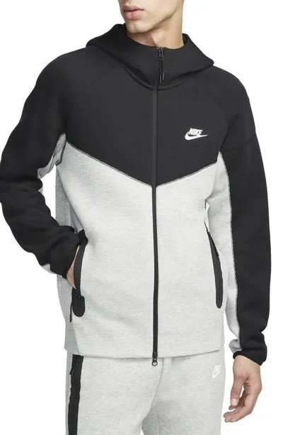 Nike Men's  Sportswear Tech Fleece Windrunner Full-zip Hoodie In Dark Grey Heather/black/white