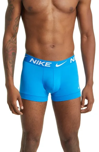 Nike Dri-fit Essential Micro Multicolour Boxer Briefs 3-pack In Blue