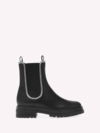 Gianvito Rossi Camoscio Calfskin Crystal Chelsea Boots In Black