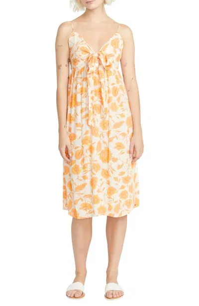 Volcom My Moon Print Sleeveless Dress In Beige