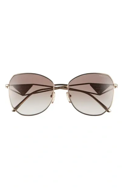 Prada Triangle Logo Round Metal Sunglasses In Dark Grey