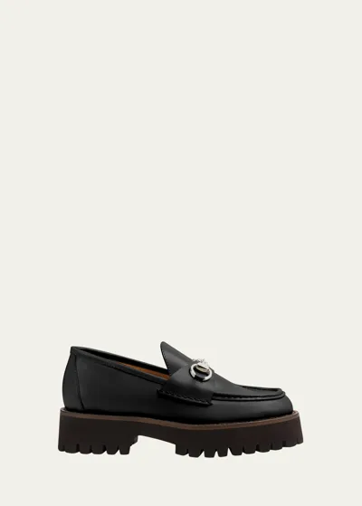 Gucci 35mm Sylke Leather Loafers In Black