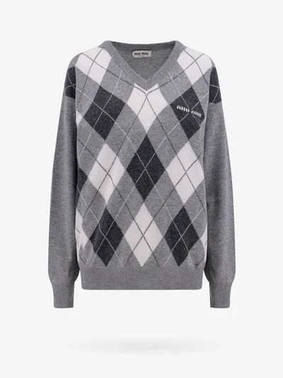 Miu Miu Cashmere Sweater In Grey