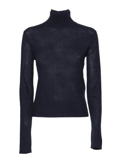 Max Mara Sax Silk And Wool Mock Sweater In Black