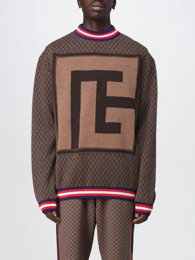 Balmain Monogram-pattern Jacquard Jumper In Black