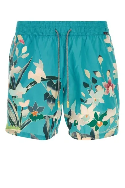 Etro Man Printed Satin Swimming Shorts In Multicolor