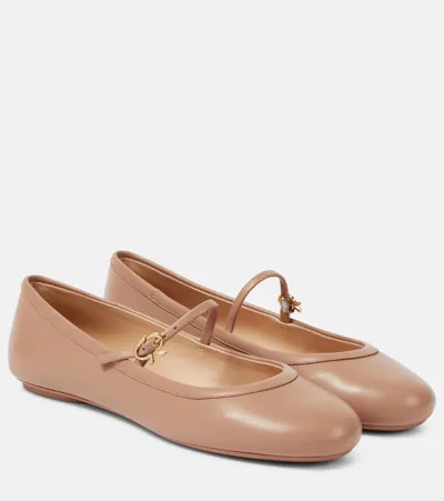 Gianvito Rossi Patent Leather Ballet Flats In Praline