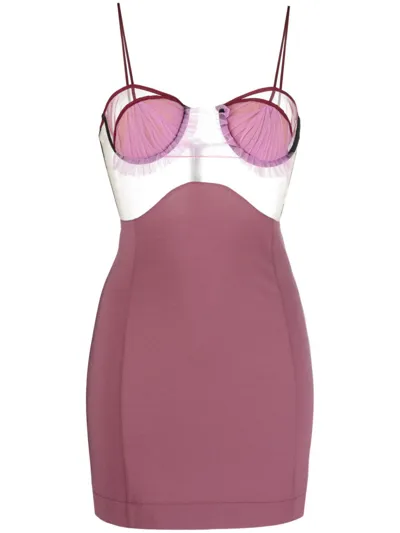 Nensi Dojaka Sheer-panelling Bustier Minidress In Purple