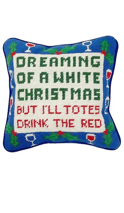 Furbish Studio Wine Christmas Needlepoint Pillow In N,a