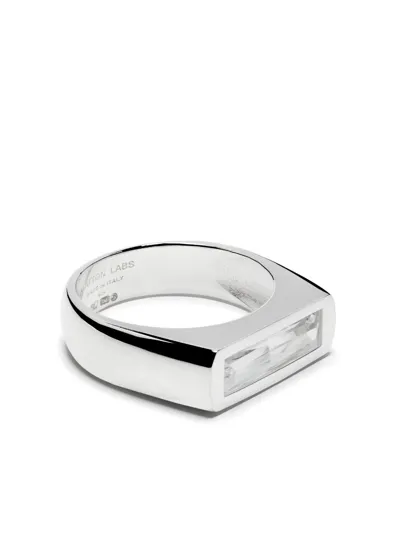 Hatton Labs Mens Silver White Baguette Sterling-silver Ring