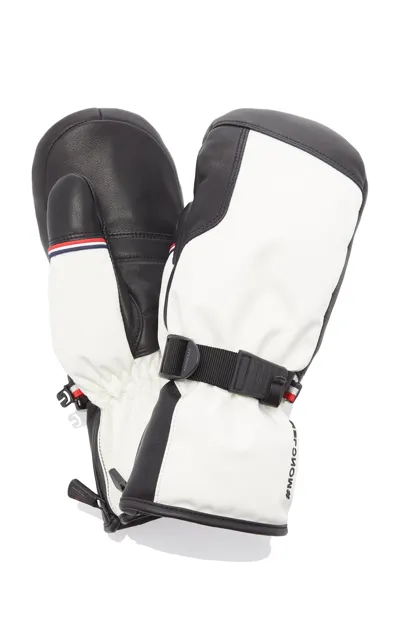 Moncler Leather Ski Gloves In White