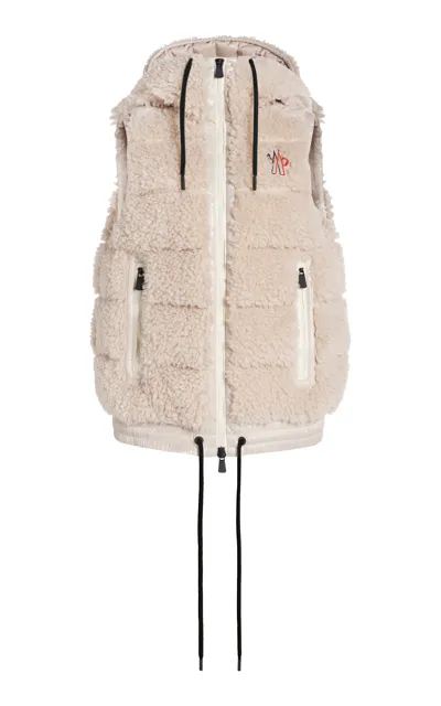 Moncler Teddy Hooded Vest In Pink