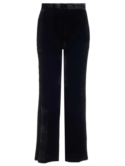 P.a.r.o.s.h Viscose And Silk Velvet Trouser In Black