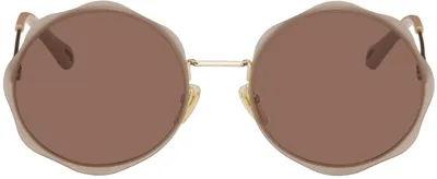 Chloé Beige Honore Sunglasses In 004 Gold Gold Brown