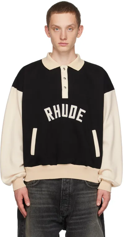 Rhude X Automobili Lamborghini Pique Polo Shirt In Black Cream