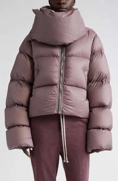 Rick Owens Cropped Padded Jacket In Purple